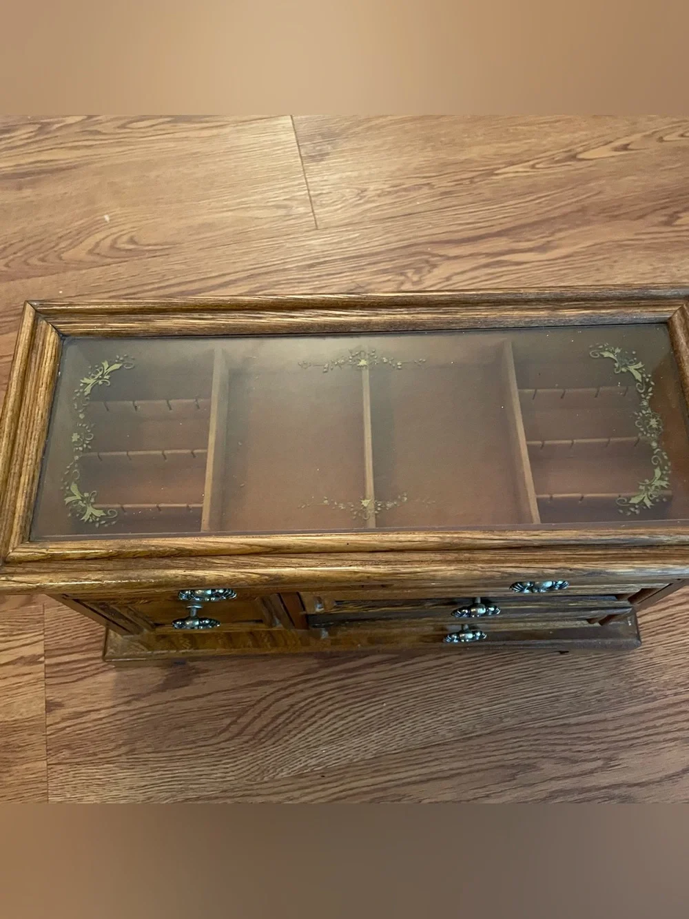 Vintage Wooden Dresser Style Jewelry Box Lift Top Japan 14x6x9